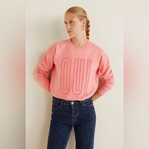 MNG Pink OUI Crewneck Sweatshirt Relaxed Fit Pullover Size Medium